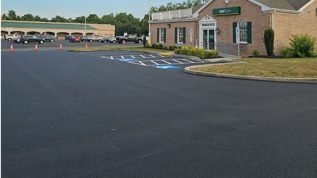 M&T parking lot that was just re-paved and line striped.